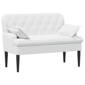 vidaXL Ljubavni kauč s gumbima Bijela 111 x 68 x 80 cm Tkanina