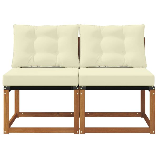 vidaXL 2 Komad Vanjska srednja sofa Masivno bagremovo drvo, Tekstilen