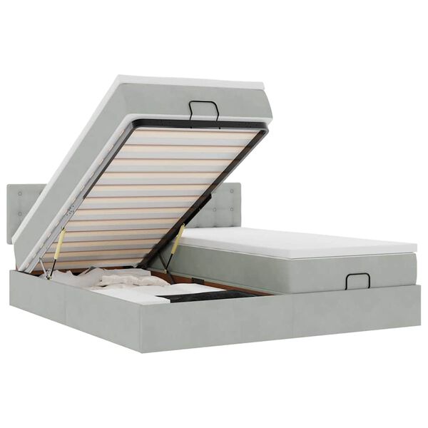 vidaXL Okvir kreveta s madracima svijetlosivi 180x200cm baršunasti