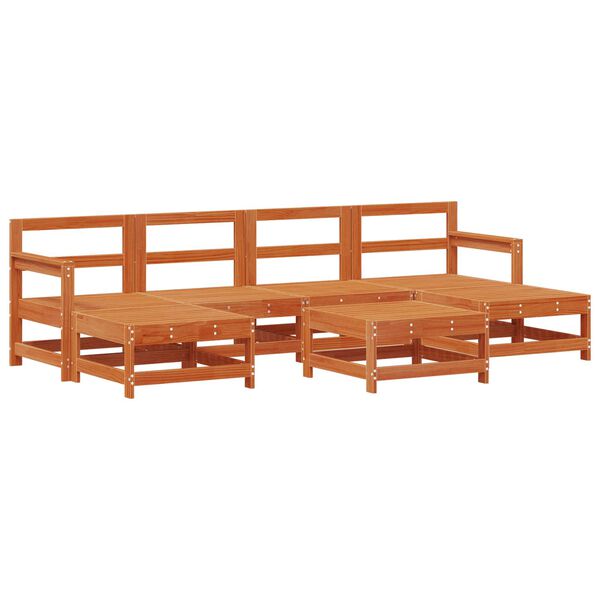 vidaXL Set lounge namje&scaron;taja za vrt 7 pcs Vosak Smeđa Masivna borovina