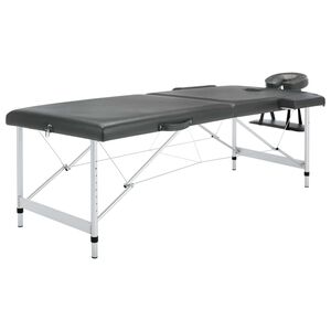 vidaXL Stol za masažu s 2 zone aluminijski okvir antracit 186 x 68 cm