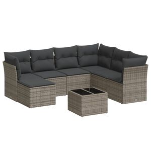 vidaXL 8-dijelni set vrtnih sofa od poliratana s jastucima sivi