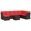 vidaXL 9-dijelni set vrtnih sofa s jastucima poliratan smeđi