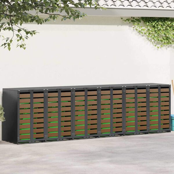 vidaXL Skladištenje kanti za 3 kante Antracit 340 x 77.5 x 115.5 cm