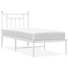 vidaXL Metalni okvir krevet bez madraca s uzglavljem bijeli 75x190 cm