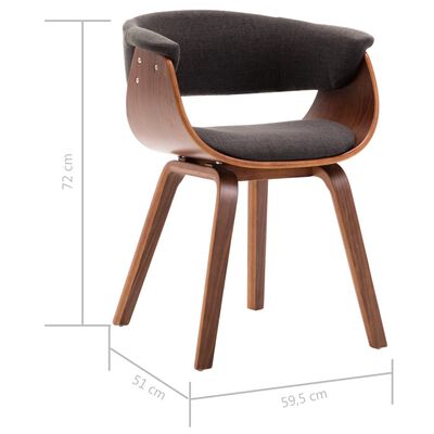 vidaXL Blagovaonska stolica siva od savijenog drva i tkanine