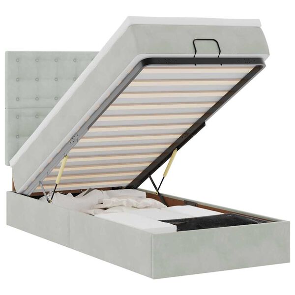 vidaXL Okvir kreveta s madracima svijetlosivi 90x200cm bar&scaron;unasti