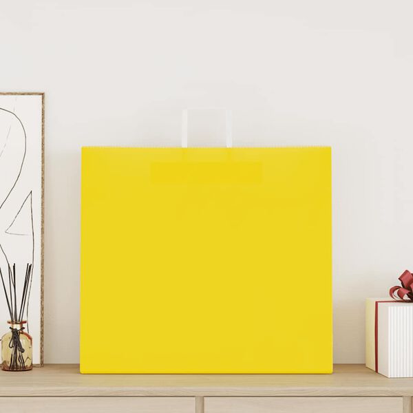 vidaXL Papirnate vrećice 50 kom s ručkama žute 54x15x49 cm