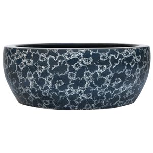 vidaXL Nadgradni umivaonik crno-plavi okrugli &Phi; 41 x 14 cm keramički