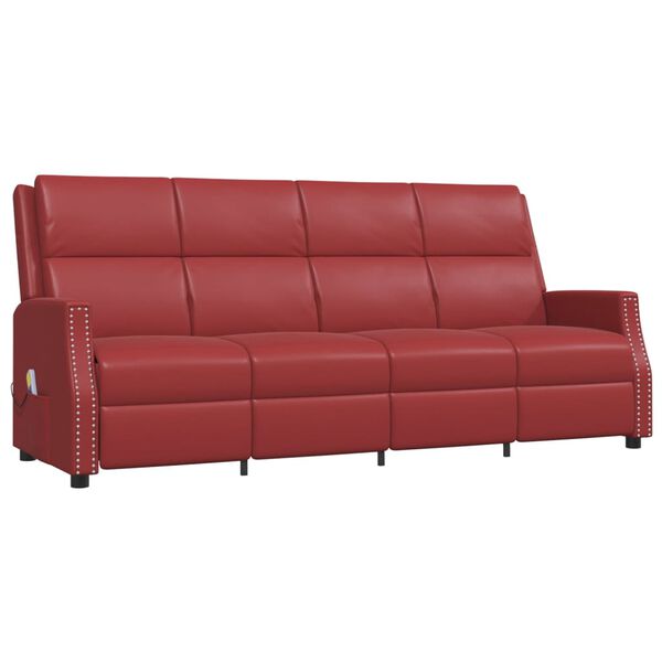 vidaXL Masažni četverosjed od umjetne kože crvena boja vina