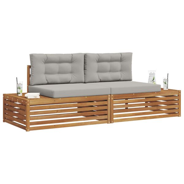 vidaXL Set vanjskih sofa s jastukom 2 Komad Prirodna i svijetlo siva
