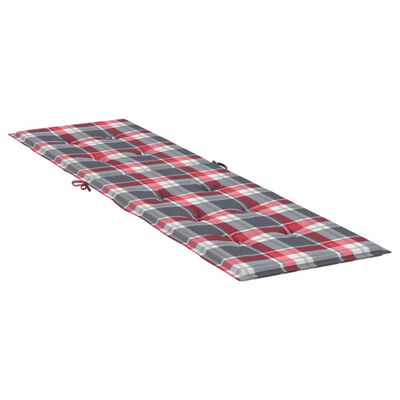 vidaXL Jastuk za ležaljku crveni karirani (75 + 105) x 50 x 3 cm