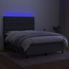 vidaXL Krevet box spring s madracem LED tamnosivi 140x190 cm tkanina