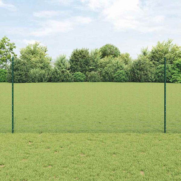 vidaXL Ograda s postovima Zelena 1,2 x 25 m Čelik i PVC