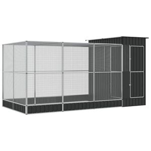 vidaXL Ptičja kućica s nastavkom srebrna 416x203x216 cm čelična