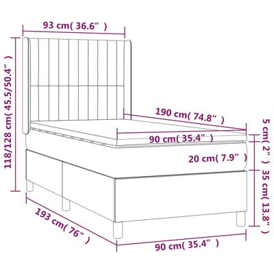vidaXL Box spring krevet s madracem tamnozeleni 90x190 cm baršunasti