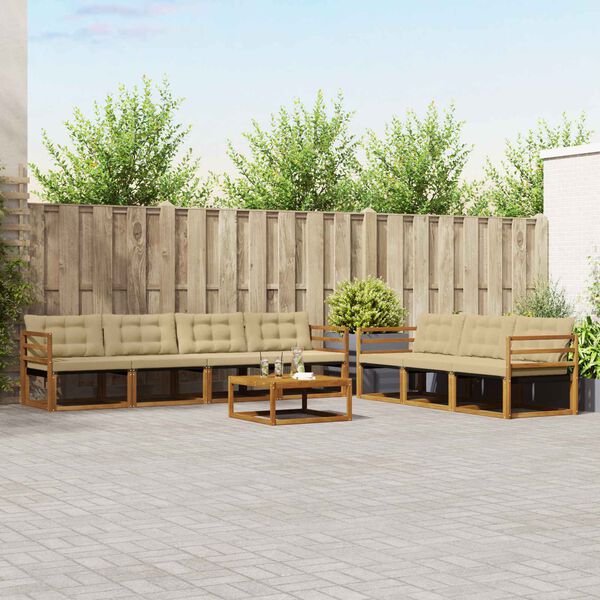 vidaXL Set vanjskih sofa s jastukom 8 pcs Prirodna i bež