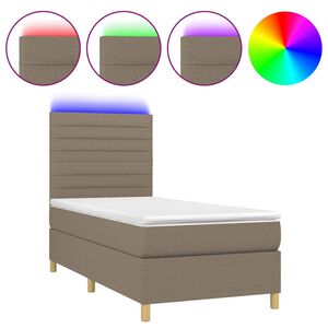 vidaXL Krevet box spring s madracem LED smeđesivi 80 x 200 cm tkanina
