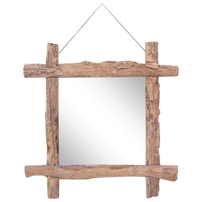 vidaXL Ogledalo od cjepanica prirodna boja 70 x 70 cm obnovljeno drvo