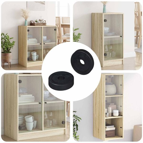 vidaXL prikladno za ravne podlo&scaron;ke 2 pcs Crna &empty;15 x 3 mm PVC kopolimer