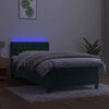 vidaXL Krevet box spring s madracem LED tamnozeleni 100x200 cm bar&scaron;un