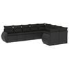 vidaXL 9-dijelni set vrtnih sofa s jastucima crni od poliratana