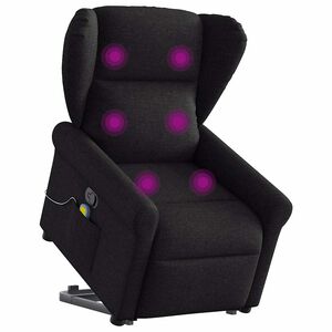 vidaXL Masažni naslonjač na podizanje od tkanine crni