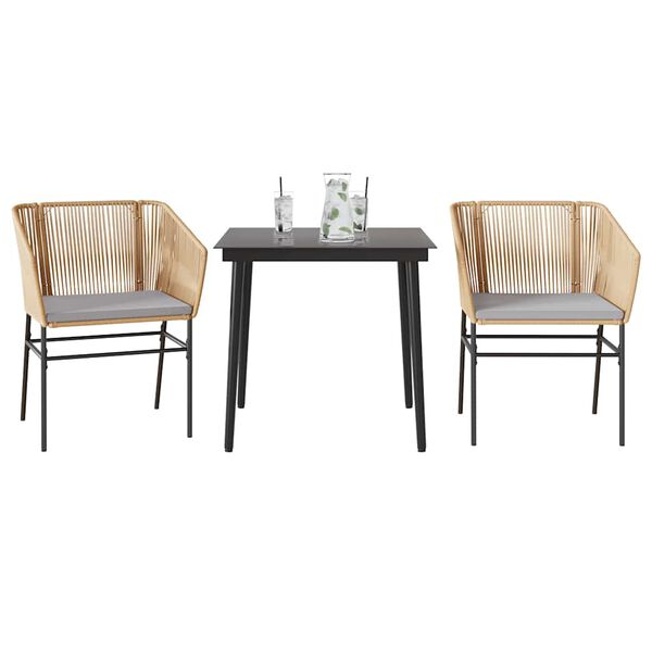 vidaXL 3-dijelni vrtni blagovaonski set s jastucima poliratan i staklo