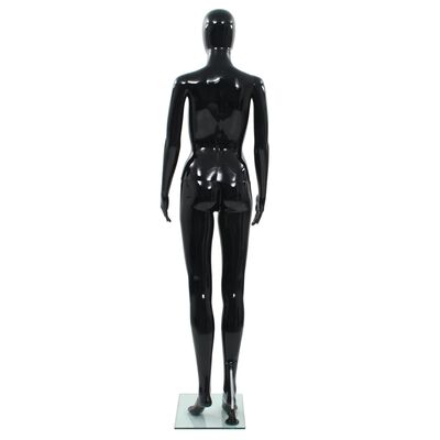 vidaXL Ženska lutka za izlog sa staklenim postoljem crna sjajna 175 cm
