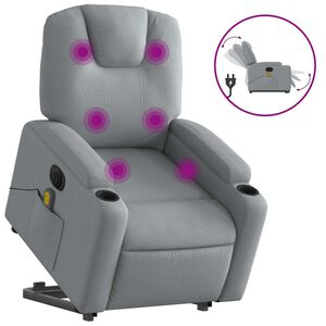 vidaXL Električni masažni naslonjač na podizanje tkanina svjetlosivi