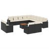 vidaXL 14-dijelni set vrtnih sofa s jastucima poliratan crni