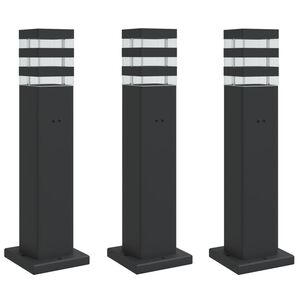 vidaXL Vanjske podne svjetiljke s utičnicom 3kom crne 50cm aluminijske