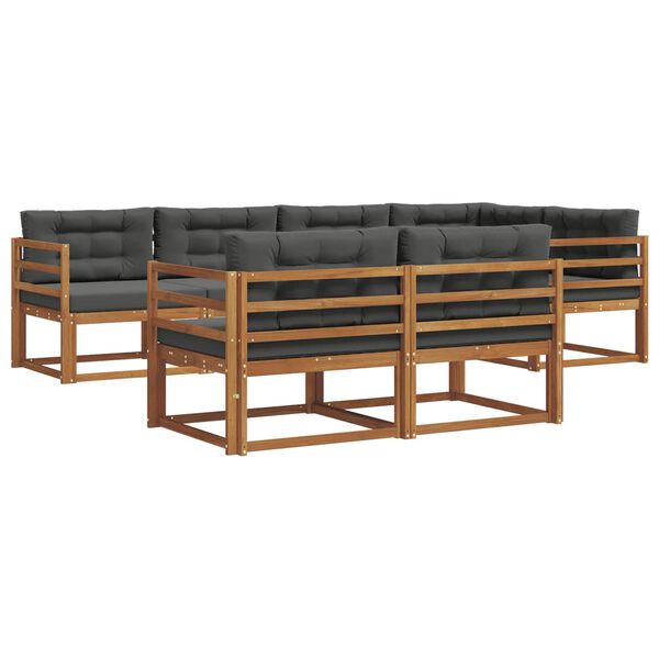 vidaXL Set vanjskih sofa s jastukom 7 pcs Prirodna i antracit