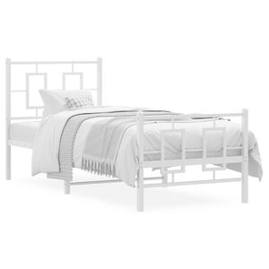 vidaXL Metalni okvir kreveta uzglavlje i podnožje bijeli 75x190 cm