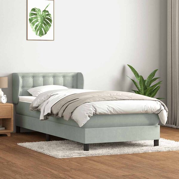 vidaXL Box Spring krevet s madracem svijetlo sivi 90x210 cm bar&scaron;un