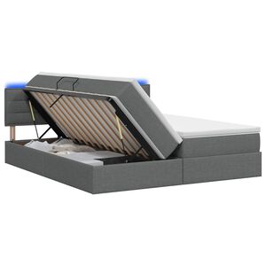 vidaXL LED krevet za pohranu s madracem Tamnosiva 180 x 200 cm Tkanina