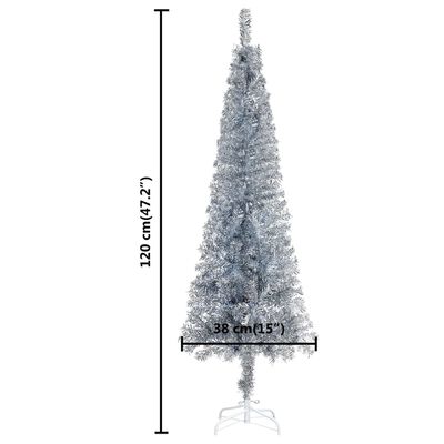 vidaXL Tanko osvijetljeno božićno drvce srebrno 120 cm