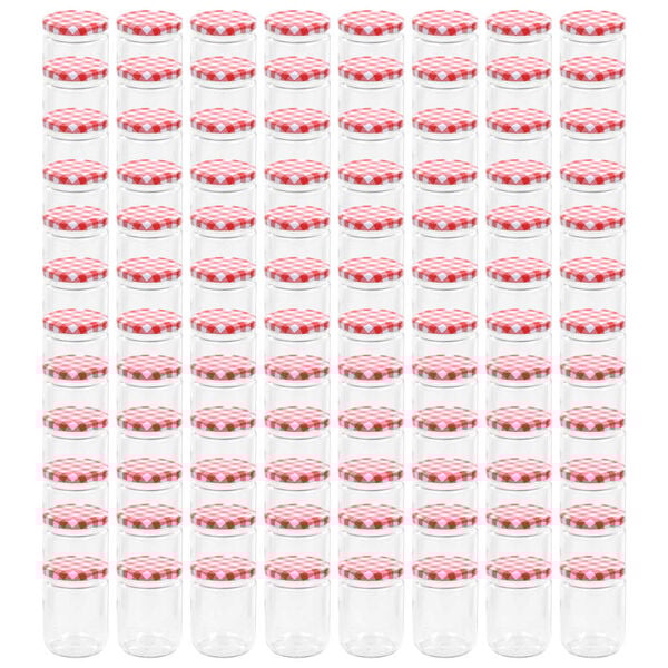 vidaXL Staklenke za džem s bijelo-crvenim poklopcima 96 kom 230 ml