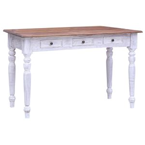 vidaXL Radni stol s ladicama bijeli 117 x 57 x 75 cm masivni mahagonij