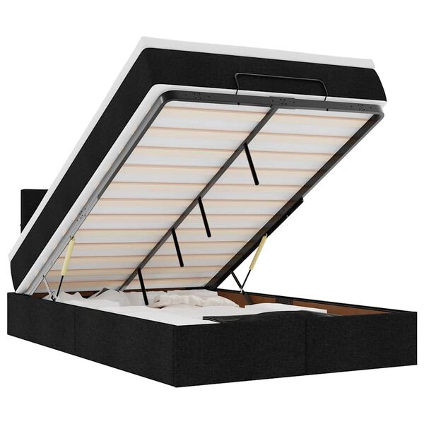 vidaXL Otomanski krevet s madracem crni 120x190 cm tkanine