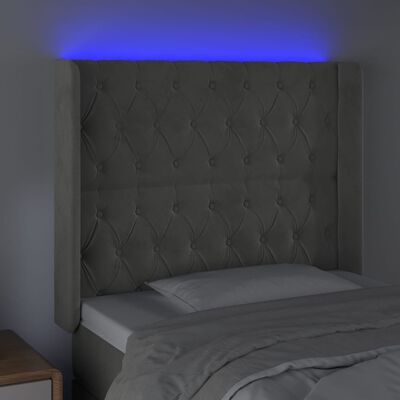vidaXL LED uzglavlje svjetlosivo 93 x 16 x 118/128 cm baršunasto