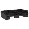 vidaXL 11-dijelni set vrtnih sofa od poliratana s jastucima crni