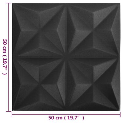 vidaXL 3D zidni paneli 12 kom 50 x 50 cm origami crni 3 m²