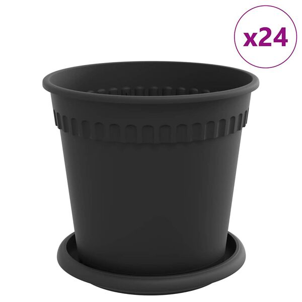 vidaXL Saksije za biljke 24 pcs Crna &Oslash; 17 x 14 cm Plastika