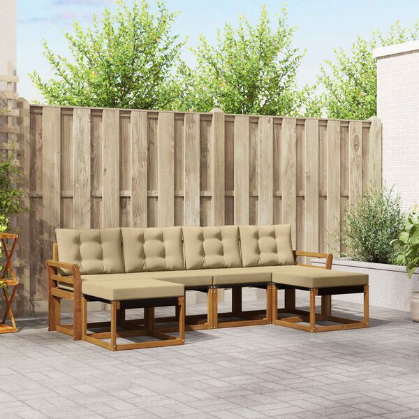 vidaXL Set vanjskih sofa s jastukom 6 pcs Prirodna i bež