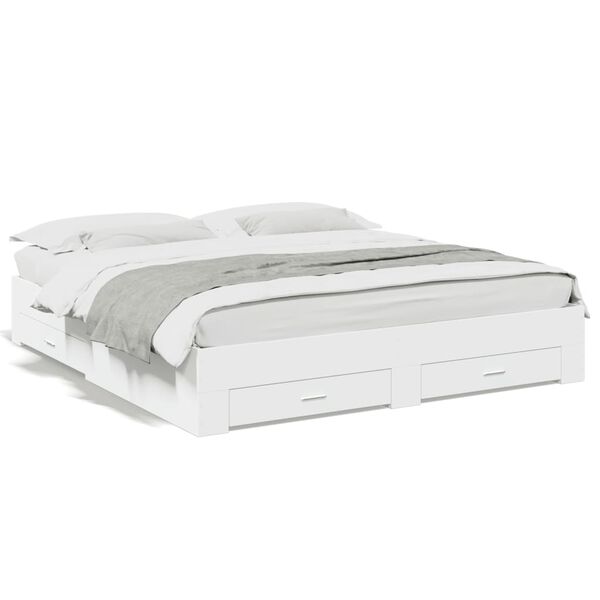 vidaXL Okvir kreveta s ladicama bez madraca bijeli 180x200 cm