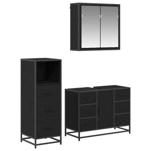 vidaXL Set namje&scaron;taja za kupaonicu 3 kom. Crni hrast 80 x 33 x 60 cm