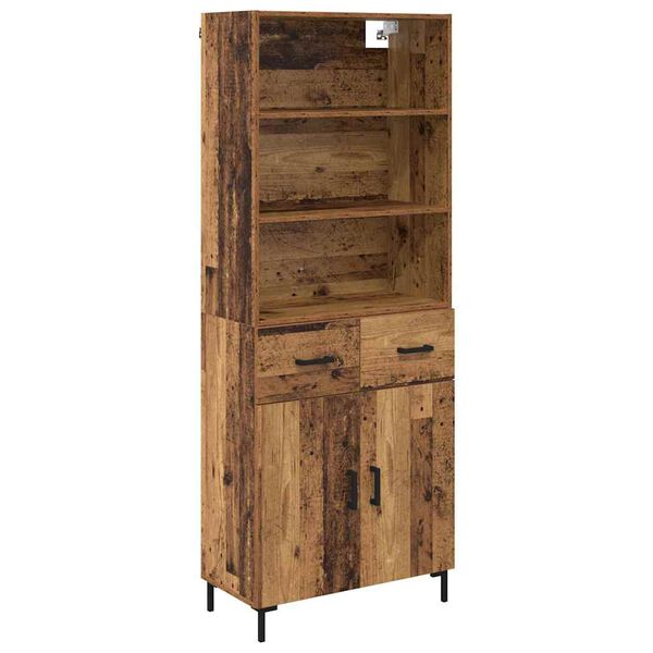vidaXL Highboard Staro drvo 69,5 x 34 x 180 cm Konstruirano drvo