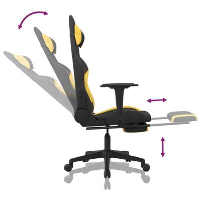 vidaXL Igraća stolica od tkanine s osloncem za noge crna-Žuta