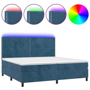 vidaXL Krevet box spring s madracem LED tamnoplavi 200x200 cm bar&scaron;un